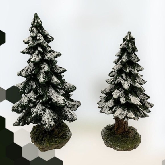 Dept 56 Village Vintage Snowy Scotch Pines Set of 2 Christmas Decor - Picture 7 of 14
